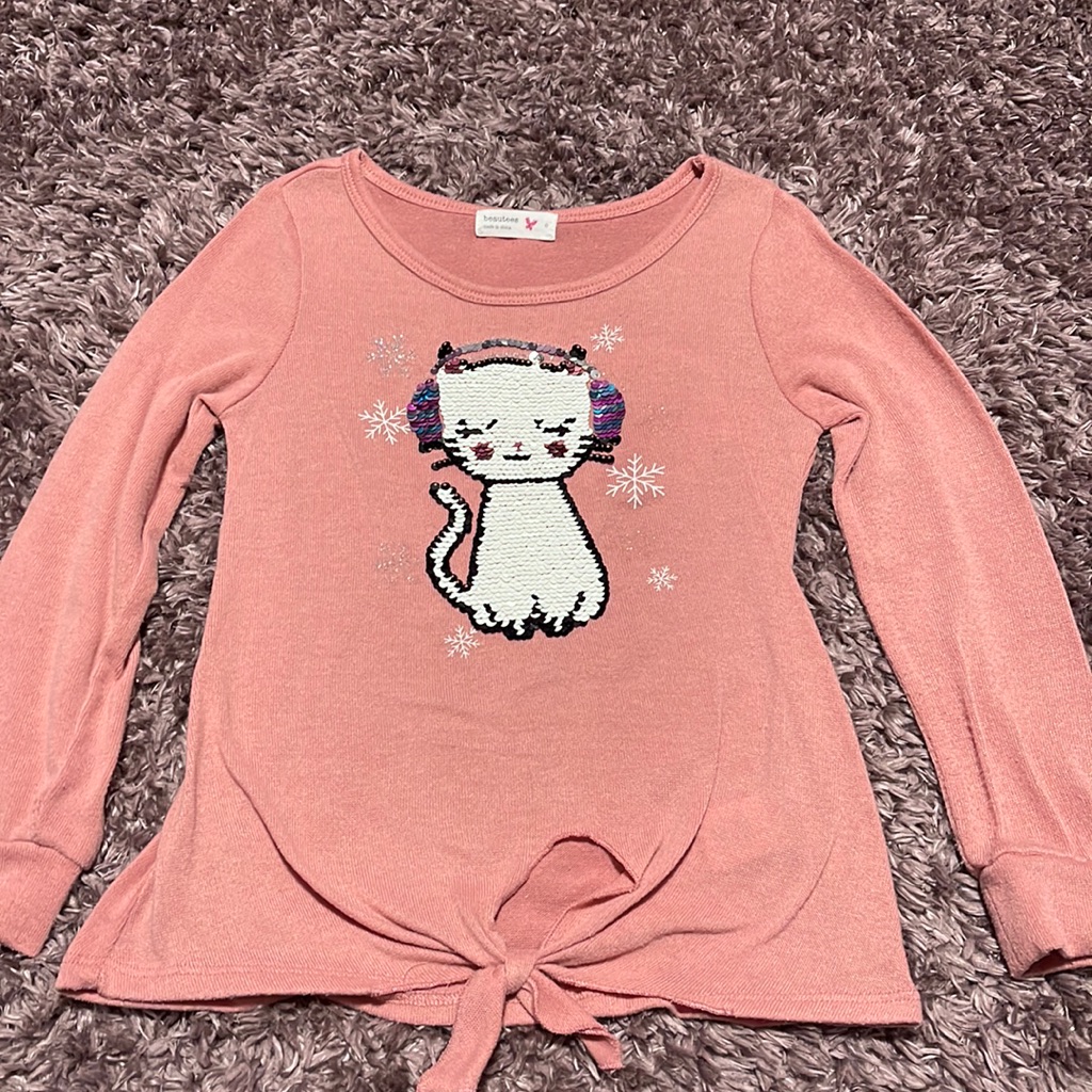 Bogo Beautees Cat Flip Sequin Knit Sweater